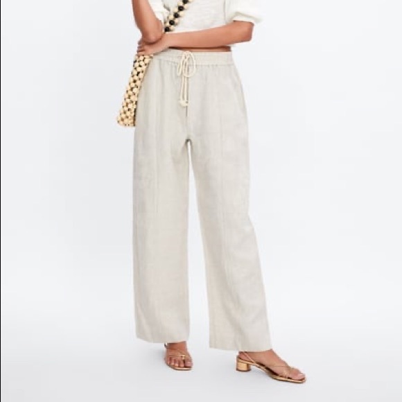 Zara Pants - Zara Flax Linen Drawstring Trousers